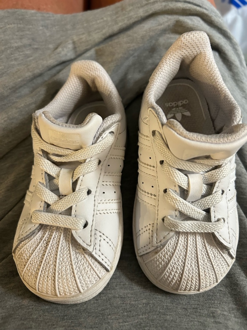 adidas White Toddler Shell-Toe Sneakers